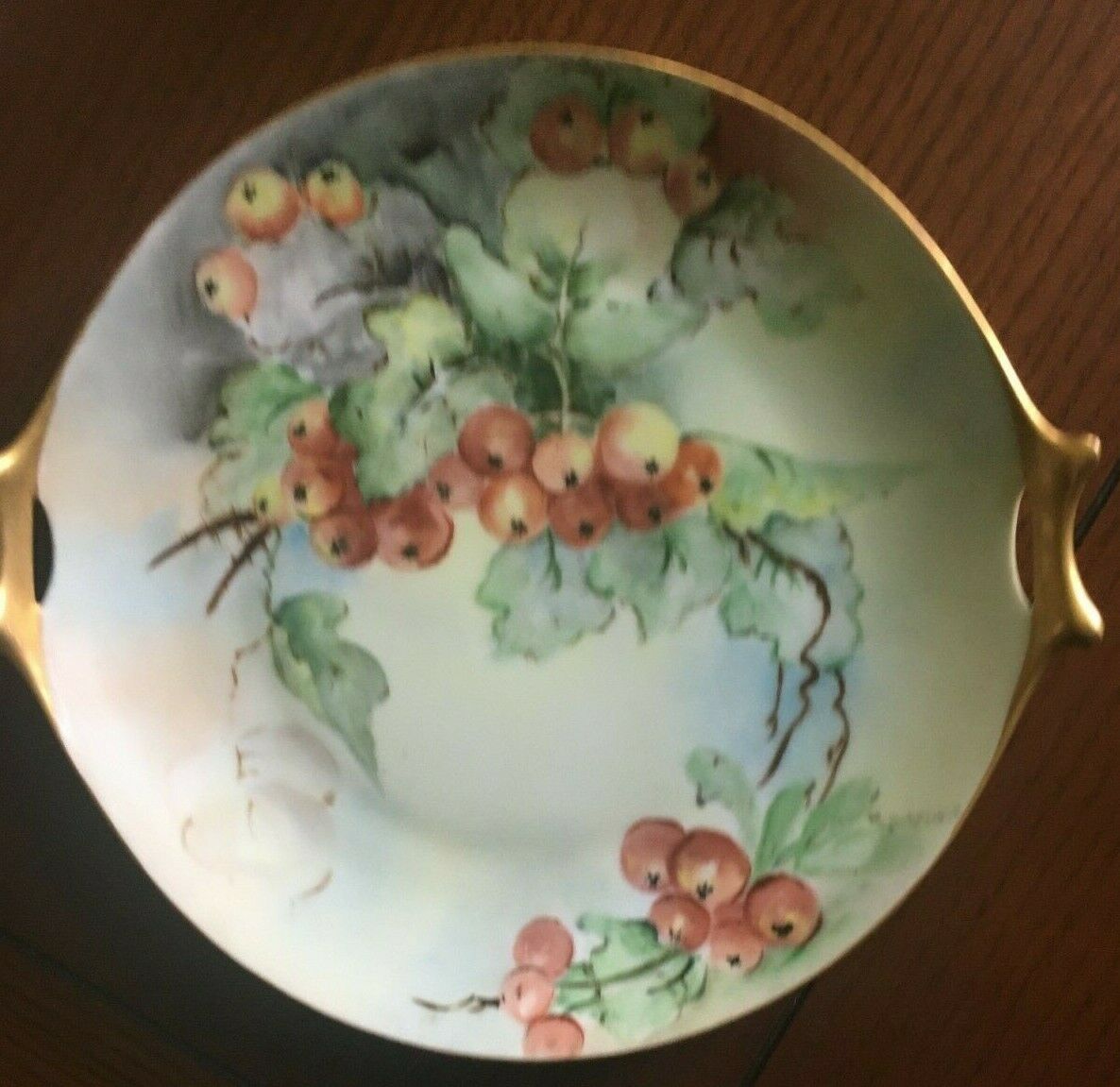 Antique Hutschenreuther Selb Bavaria Handled Plate With Cherries