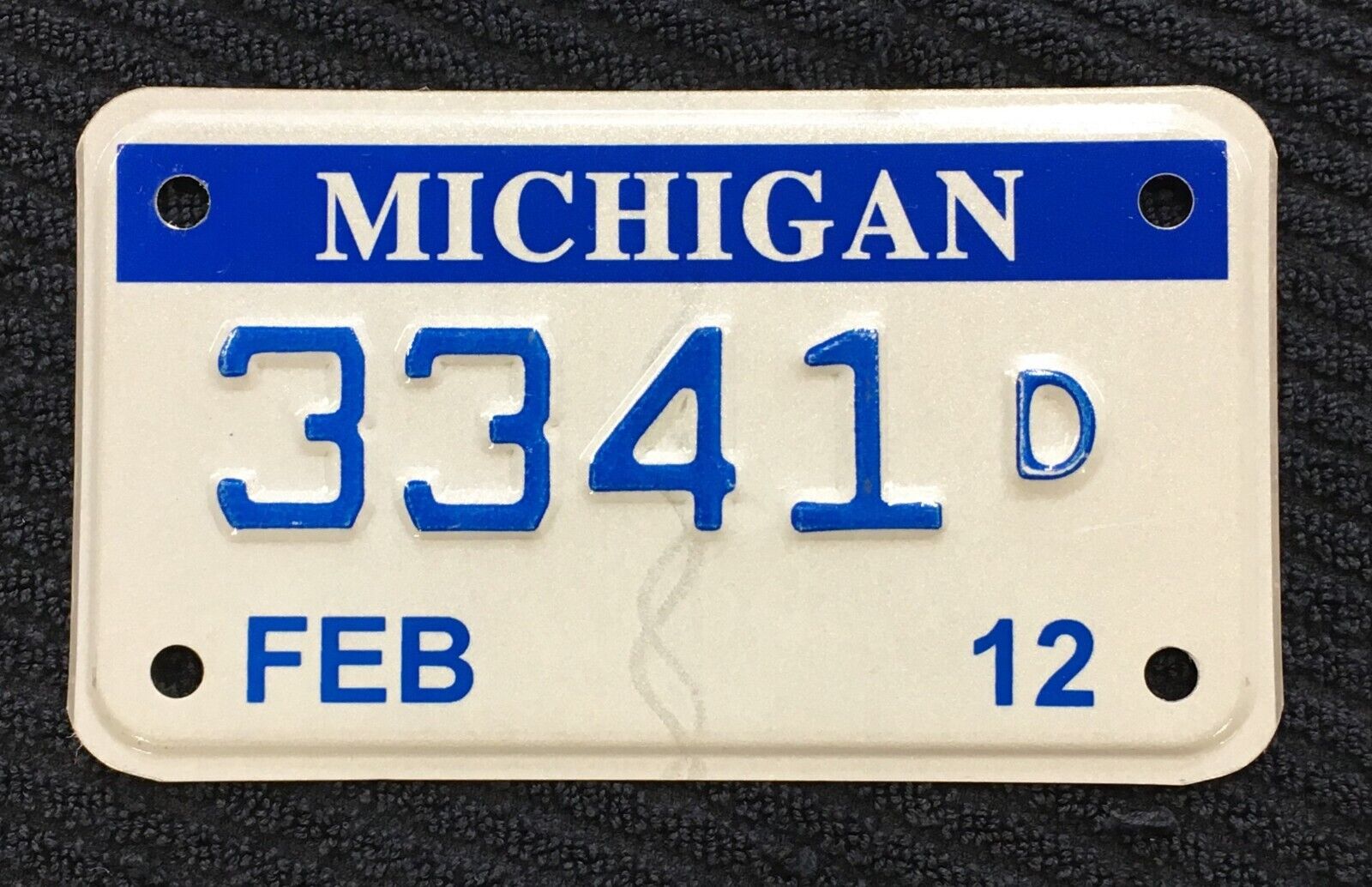 2012 Michigan Motorcycle Dealer License Plate Tag # 3341 D