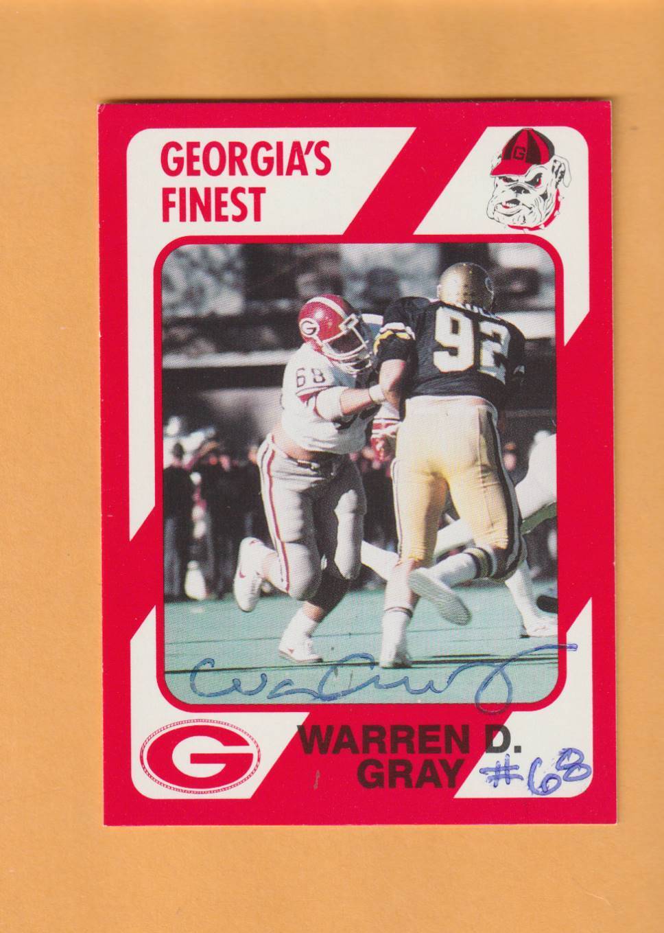 Warren Gray Georgia Bulldogs Auto Signed 1989 Card Fayetteville Ga 5f