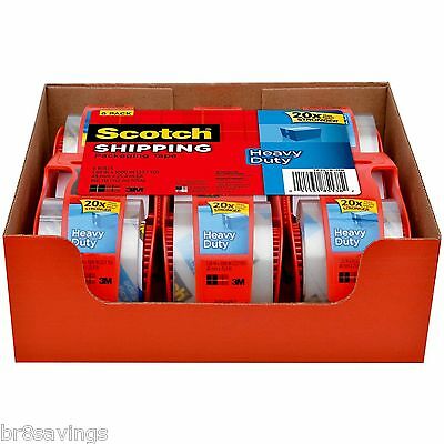 3m Scotch Clear Shipping Packing Tape 2x1000" 6 Rolls W/dispenser Heavy Duty New