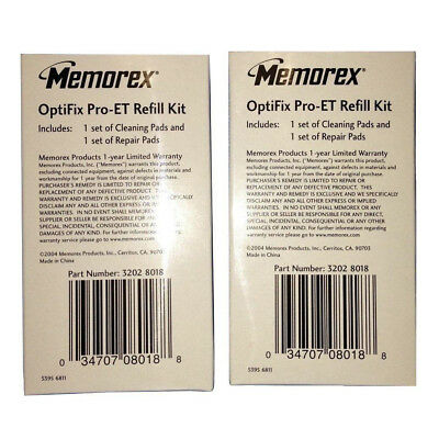 2 X Memorex Optifix Pro Refill Kit, Cleaning And Repair Pads - 2 Packages!