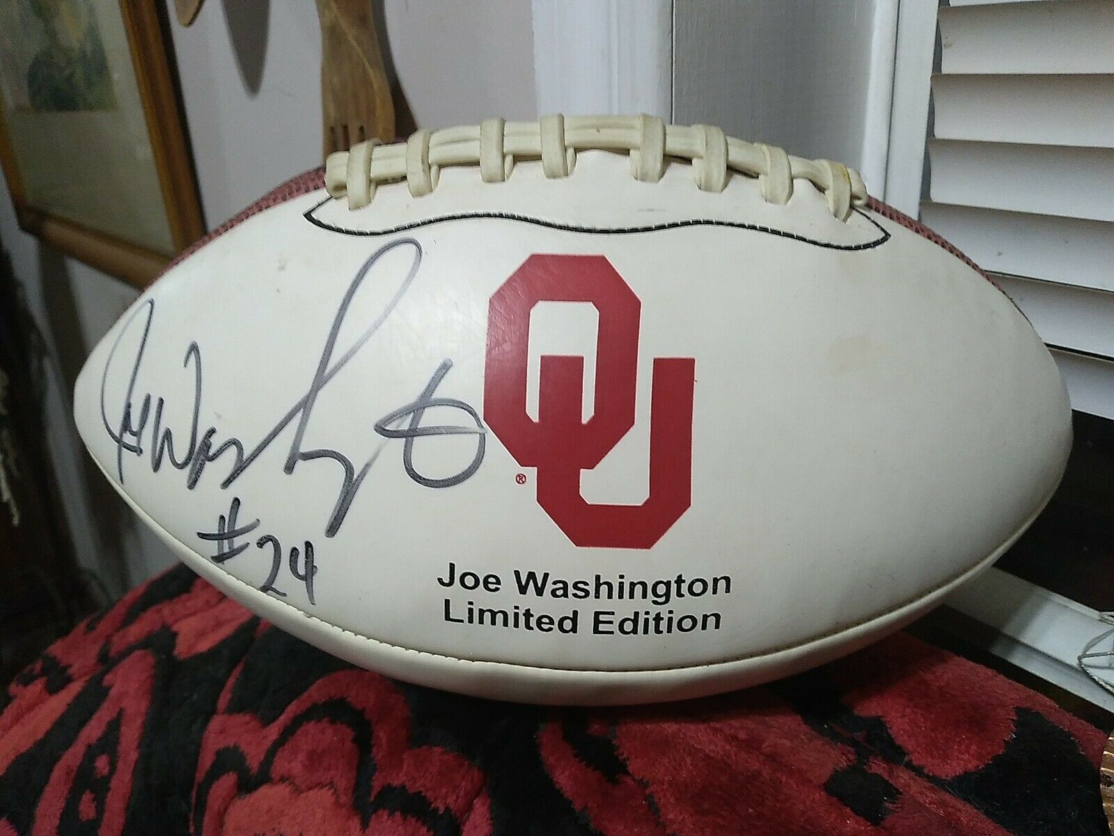 Joe Washington Autographed Limited Edition Football Oklahoma Sooners Ou