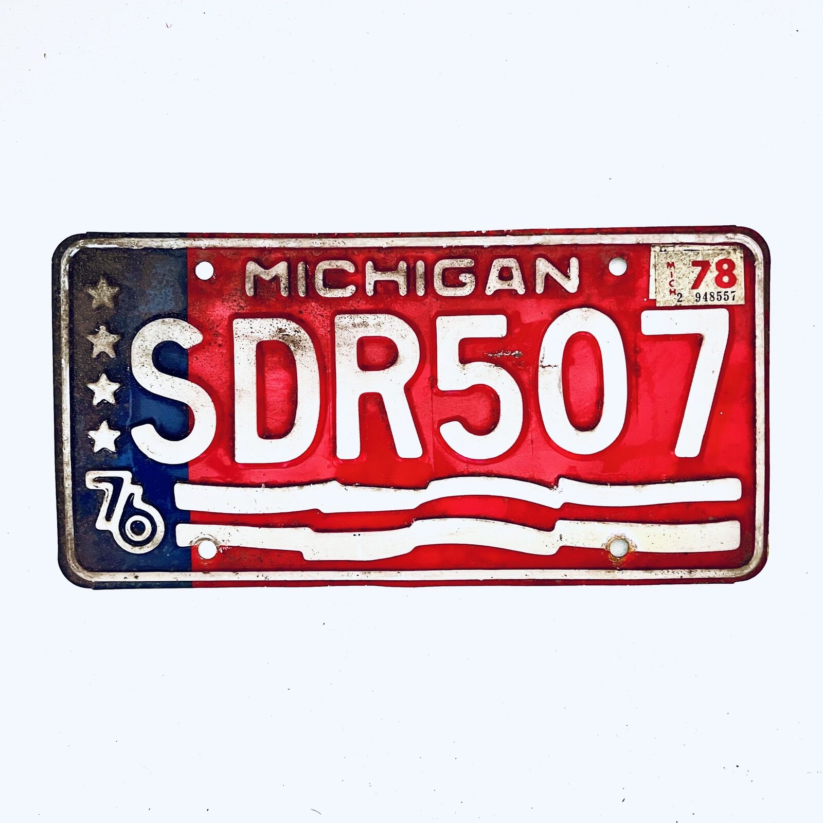 1978 United States Michigan Bicentennial Passenger License Plate Sdr 507