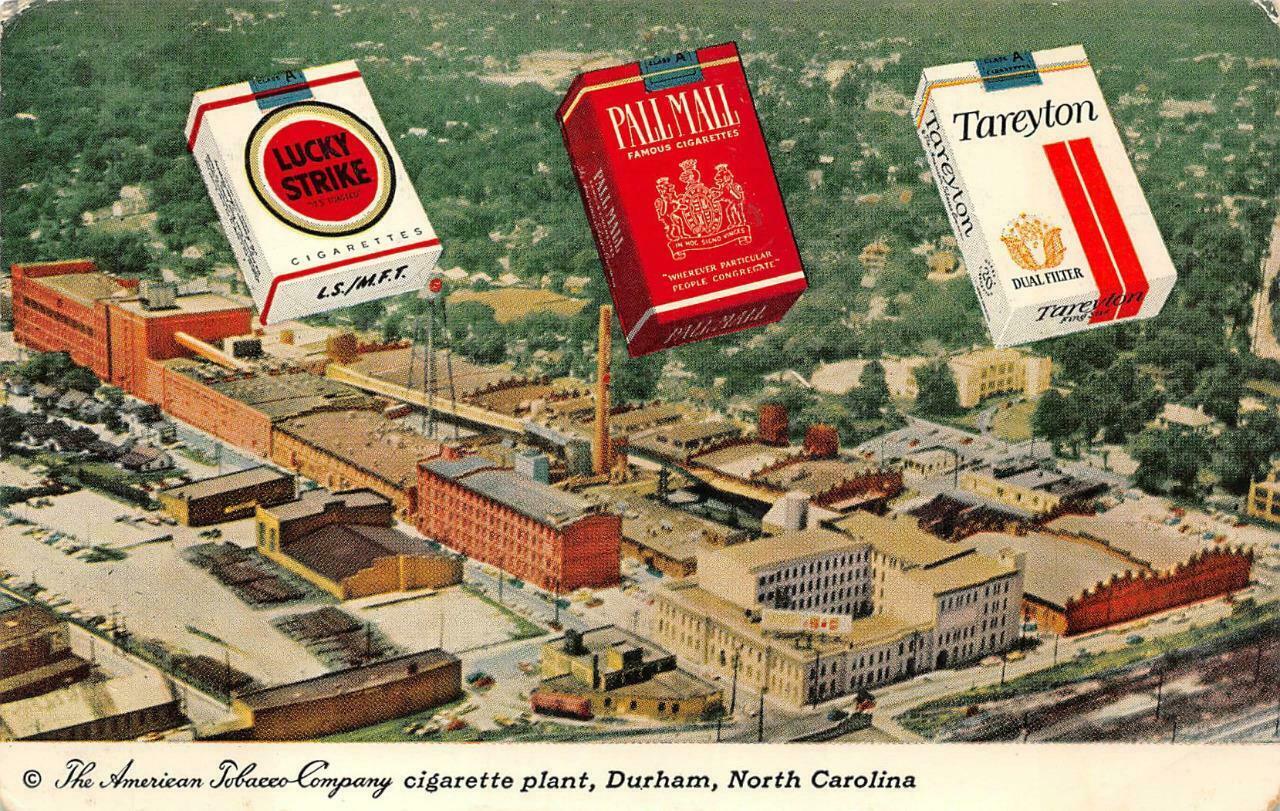 Lucky Strike Pall Mall Tarreyton Cigarette Factory North Carolina Postcard