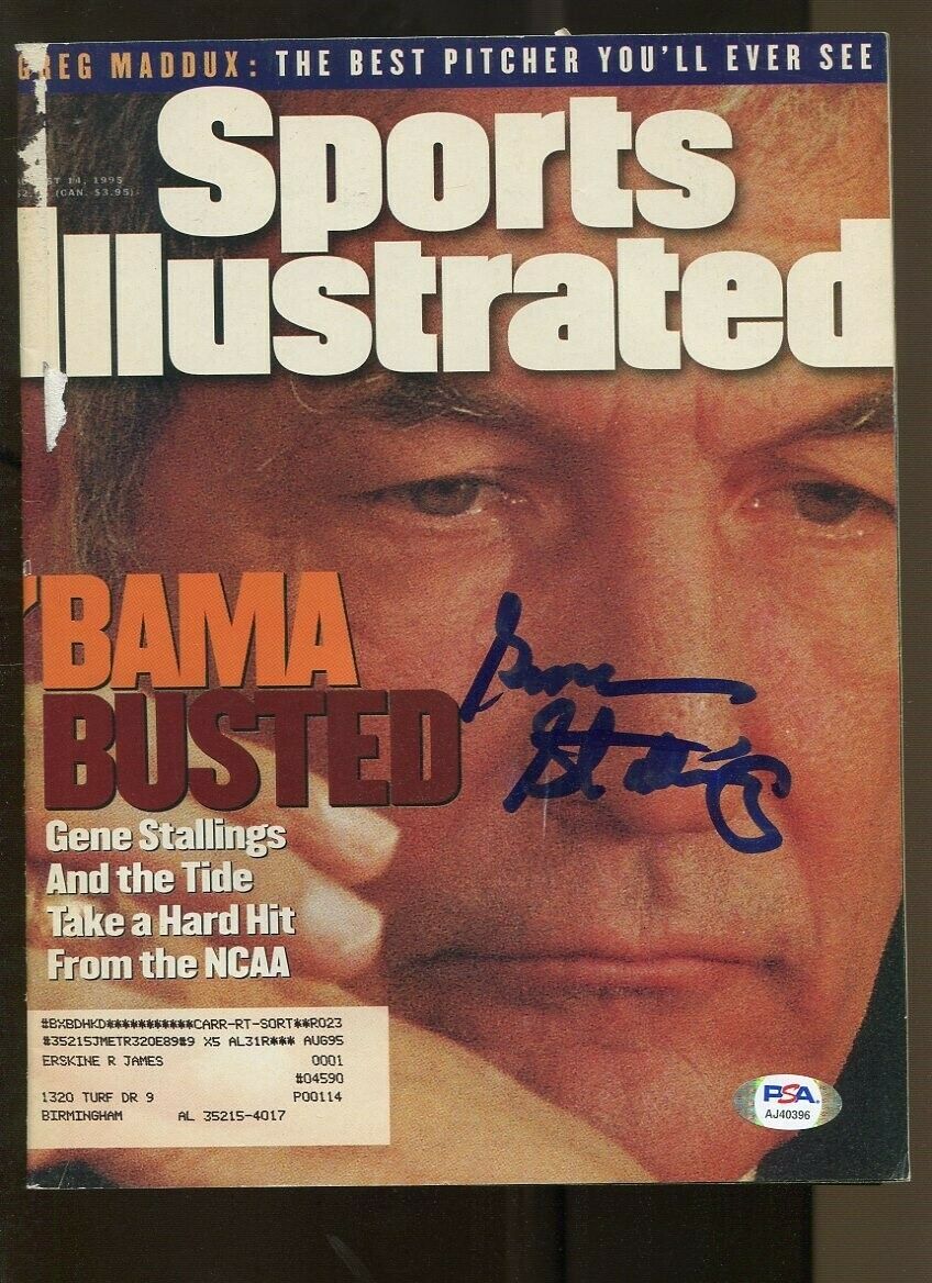 Gene Stallings Signed 1995 Sports Illustrated 8/14 Autographed Alabama Psa/dna