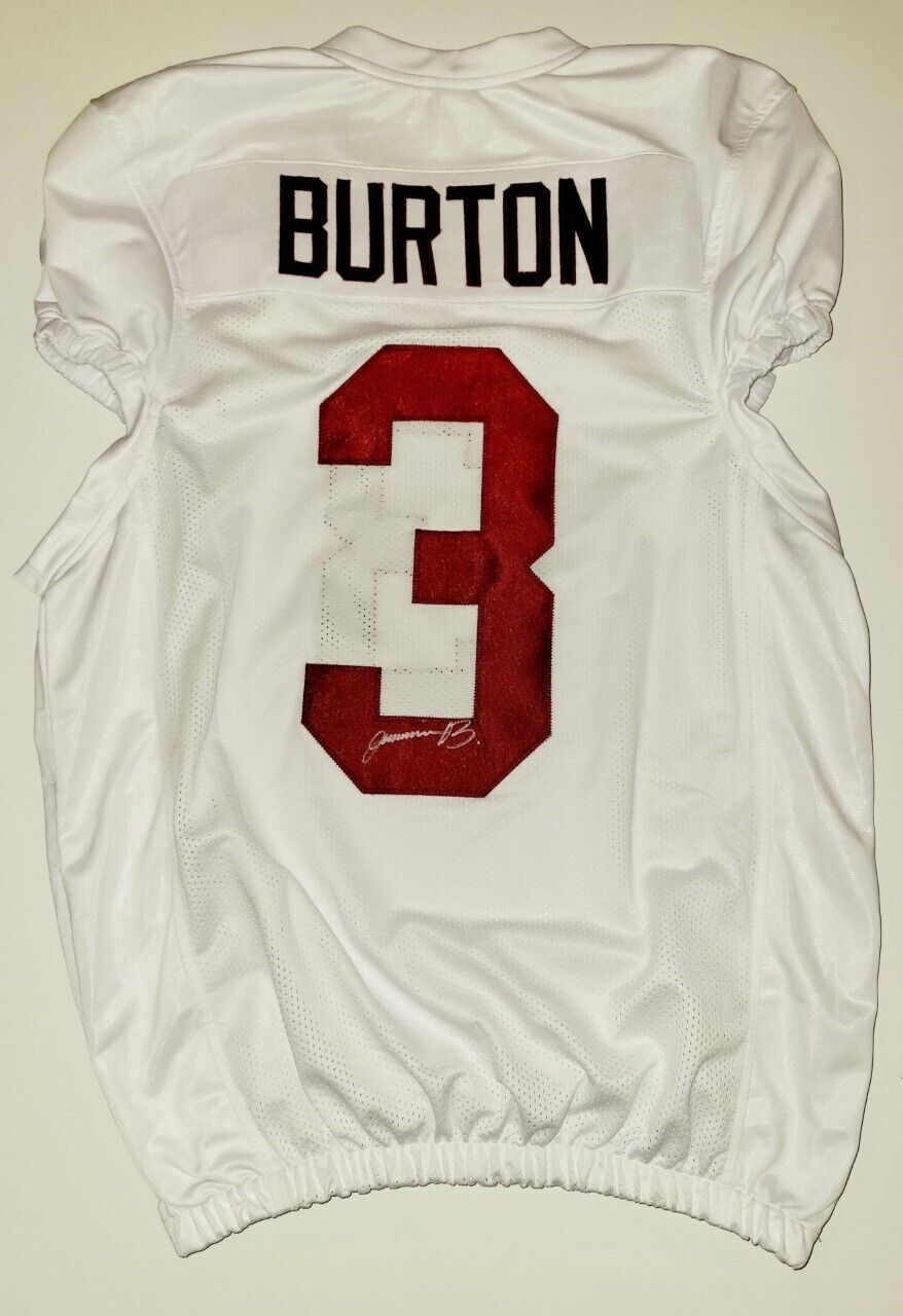 Jermaine Burton Signed Auto White Game Cut Football Jersey W/rtr Alabama Proof