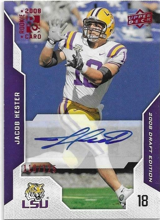 Jacob Hester Certified Signed Auto Autographed 2008 Card Lsu Tigers Football